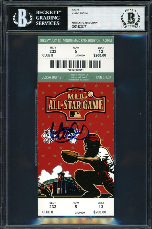 Ichiro Suzuki Autographed 2004 All Star Game Ticket 2004 All Star Game Ticket Seattle Mariners Beckett BAS #14232771