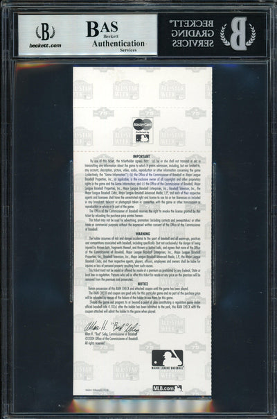 Ichiro Suzuki Autographed 2004 All Star Game Ticket 2004 All Star Game Ticket Seattle Mariners Beckett BAS #14232771