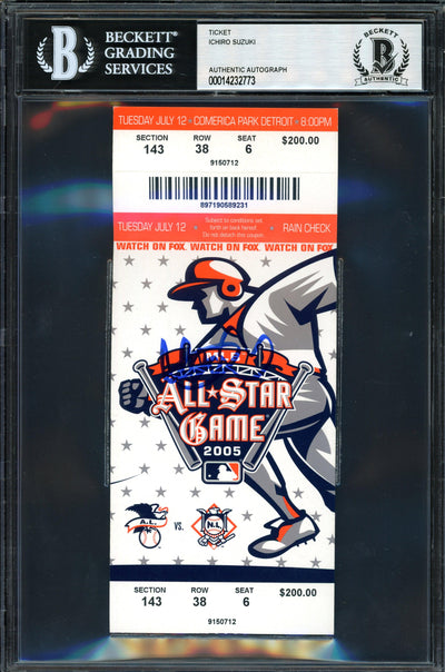 Ichiro Suzuki Autographed 2005 All Star Game Ticket 2005 All Star Game Ticket Seattle Mariners Beckett BAS #14232773