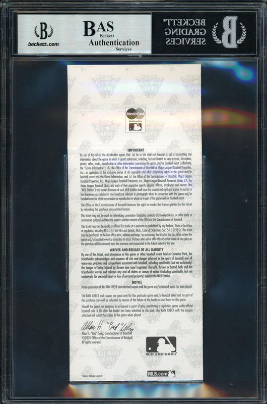 Ichiro Suzuki Autographed 2005 All Star Game Ticket 2005 All Star Game Ticket Seattle Mariners Beckett BAS #14232773