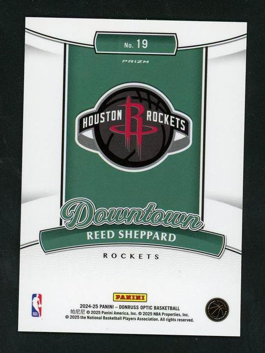 2022 Panini Donruss Optic 19 Reed Sheppard Downtown Prizm Rookie VG Houston Rockets