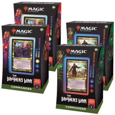 Magic the Gathering: The Brothers' War - Mishra’s Burnished Banner & Urza's Iron Alliance + Collector Booster Sample Pack Retro-Frame Commander Decks & Cases