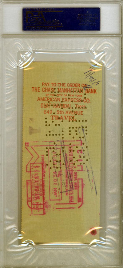 Mel Allen Autographed 3x6 Check New York Yankees Near Mint 8 PSA/DNA #83016341