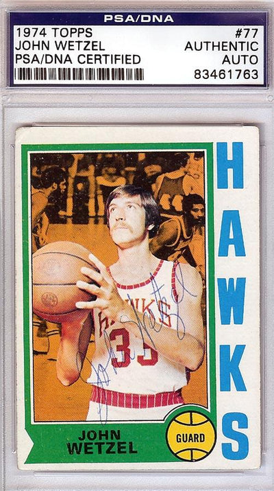 John Wetzel Autographed 1974 Topps Card #77 Atlanta Hawks PSA/DNA #83461763