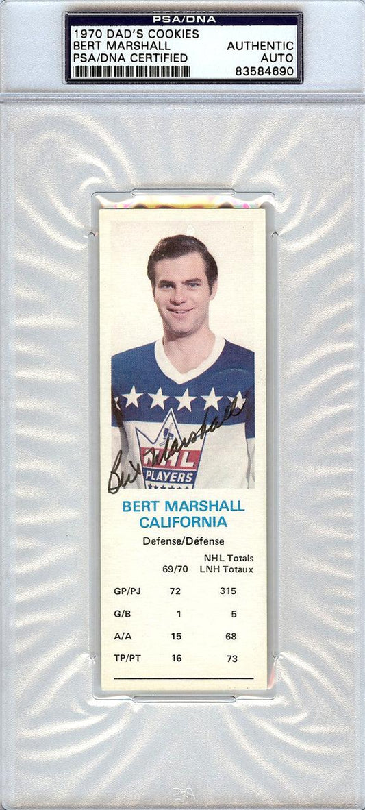 Bert Marshall Autographed 1970 Dad's Cookies Card California Golden Seals PSA/DNA #83584690