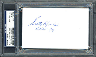 Scotty Morrison Autographed 3x5 Index Card NHL Referee & President "HHOF '99" PSA/DNA #83721092