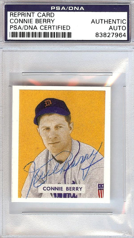 Connie Berry Autographed 1949 Bowman Reprint Card #180 Detroit Tigers PSA/DNA #83827964
