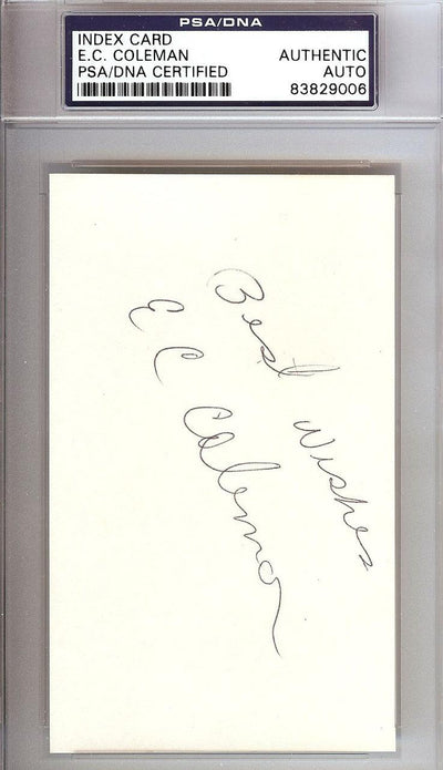 E.C. Coleman Autographed 3x5 Index Card Utah Jazz "Best Wishes" PSA/DNA #83829006