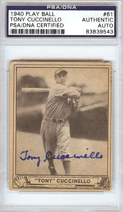 Tony Cuccinello Autographed 1940 Play Ball Card #61 Boston Bees PSA/DNA #83839543