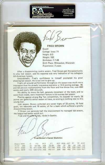 John Brisker & "Downtown" Fred Brown Autographed 5x8 Photo Seattle Sonics PSA/DNA #83894745