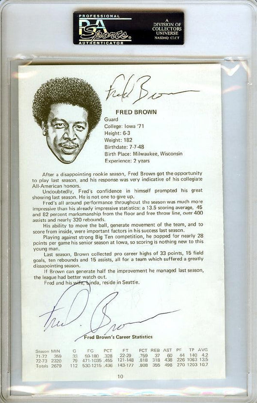 John Brisker & "Downtown" Fred Brown Autographed 5x8 Photo Seattle Sonics PSA/DNA #83894745