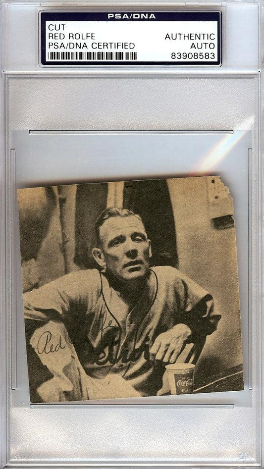 Red Rolfe Autographed 3x3 Newspaper Page Photo Detroit Tigers PSA/DNA #83908583