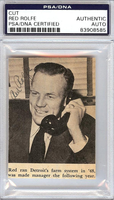Red Rolfe Autographed 2.5x3 Newspaper Page Photo Yankees, Tigers PSA/DNA #83908585