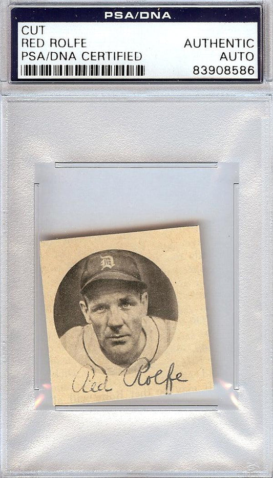 Red Rolfe Autographed 1.5x1.5 Newspaper Page Photo Detroit Tigers PSA/DNA #83908586