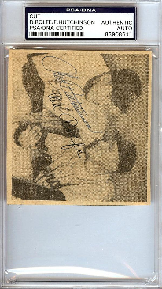 Fred Hutchinson & Red Rolfe Autographed 3.5x4 Newspaper Page Photo Detroit Tigers PSA/DNA #83908611