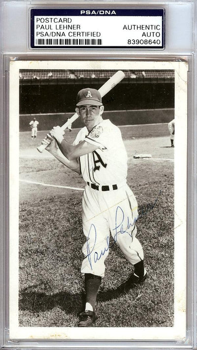 Paul Lehner Autographed 3.5x5.5 Postcard Philadelphia A's PSA/DNA #83908640