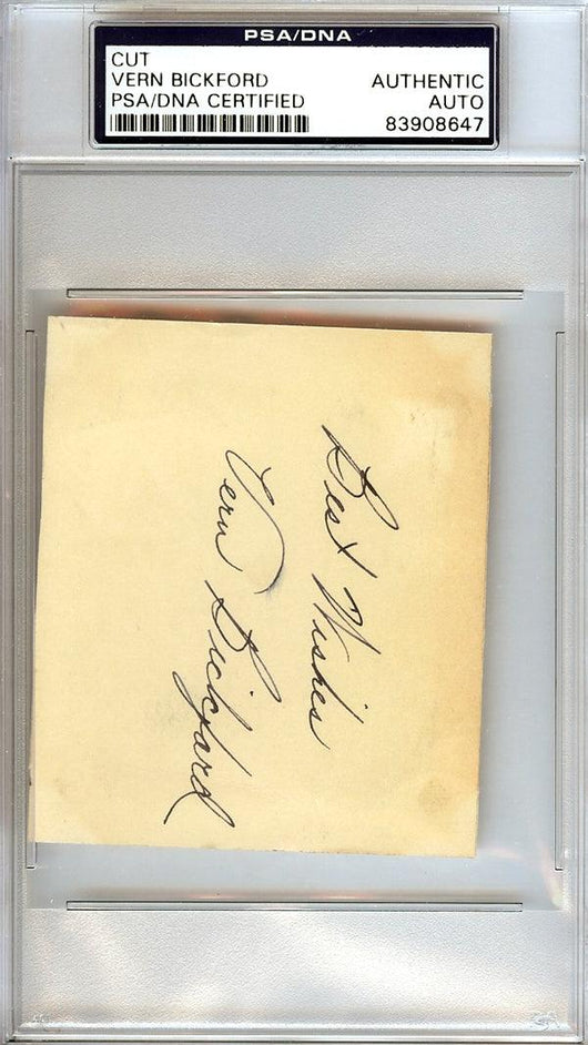 Vern Bickford Autographed 3x3.5 Cut Signature Milwaukee Braves "Best Wishes" Signed in 1952 PSA/DNA #83908647
