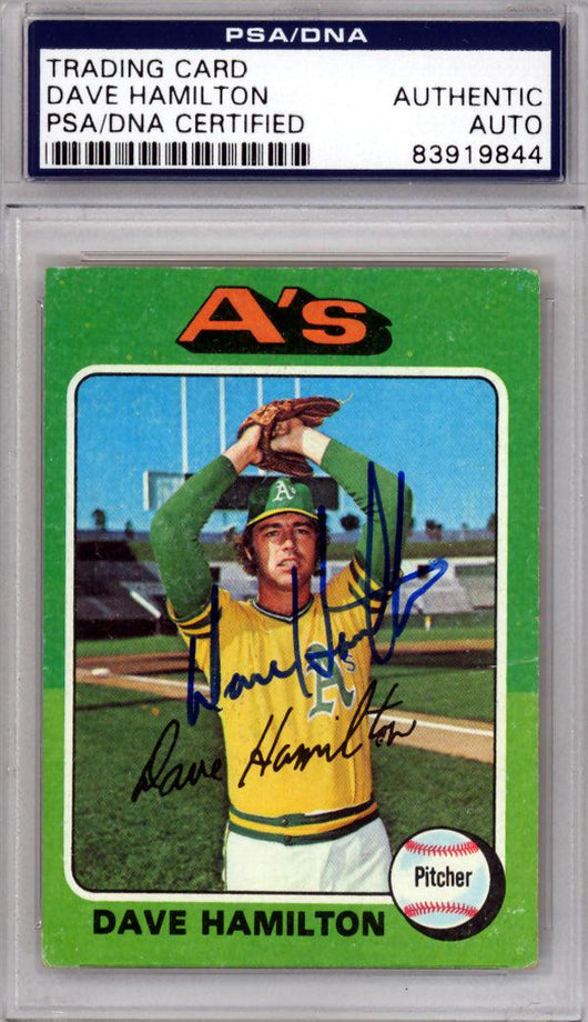 Dave Hamilton Autographed 1975 Topps Card #428 Oakland A's PSA/DNA #83919844
