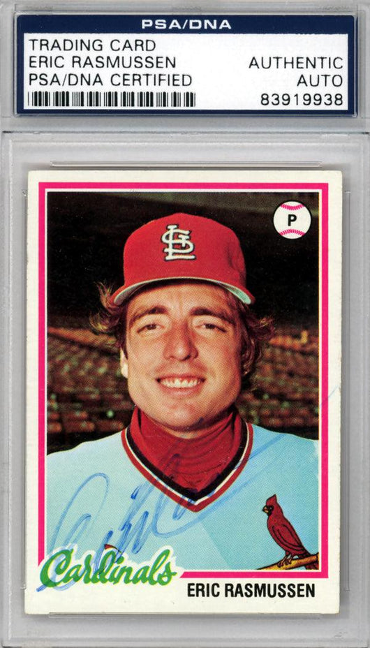 Eric Rasmussen Autographed 1978 Topps Card #281 St. Louis Cardinals PSA/DNA #83919938