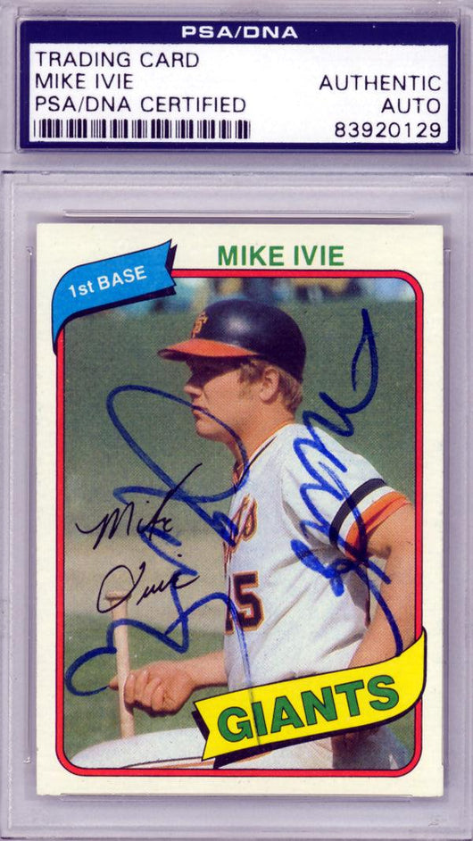 Mike Ivie Autographed 1980 Topps Card #62 San Francisco Giants PSA/DNA #83920129