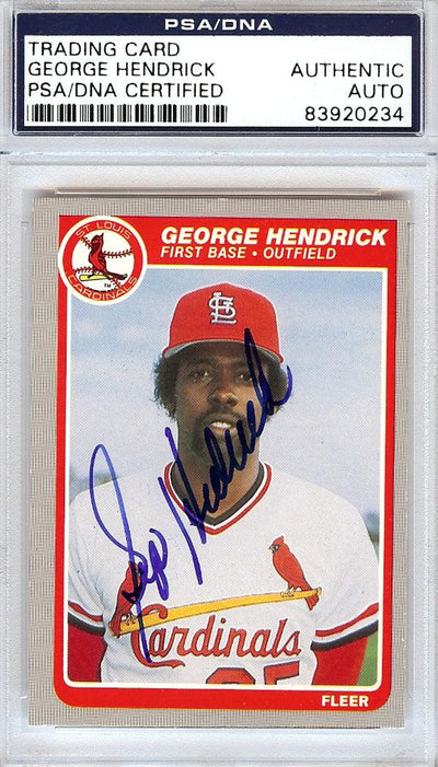 George Hendrick Autographed 1985 Fleer Card #225 St. Louis Cardinals PSA/DNA #83920234