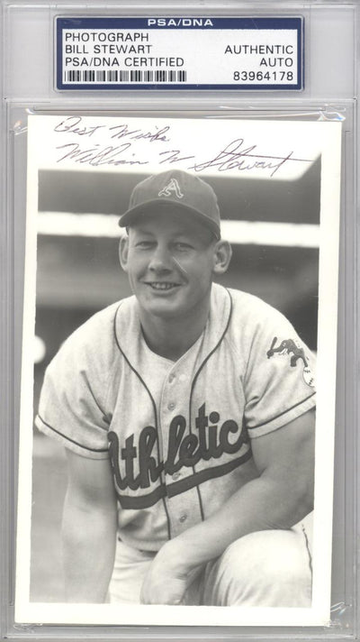 Bill Stewart Autographed 3.5x5.5 Photo Kansas City A's PSA/DNA #83964178