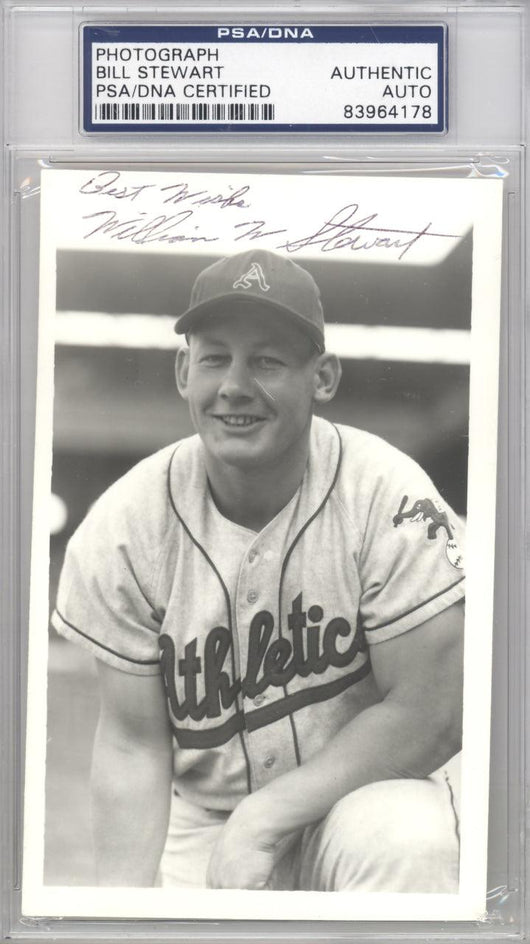 Bill Stewart Autographed 3.5x5.5 Photo Kansas City A's PSA/DNA #83964178