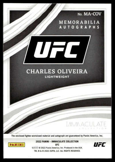 2022 Panini Immaculate Collection MA-COV Charles Oliveira Memorabilia Autographs /5