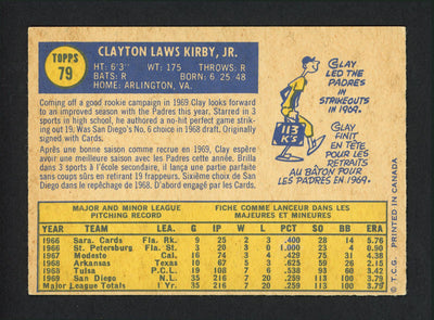 Clay Kirby Autographed 1970 O-Pee-Chee Card #79 San Diego Padres SKU #165254