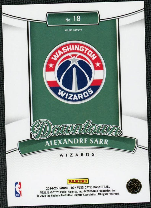 2024-25 Donruss Optic 18 Alexandre Sarr Downtown