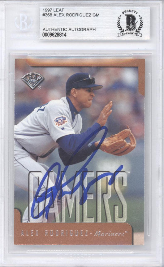 Alex Rodriguez Autographed 1997 Leaf Card #368 Seattle Mariners Beckett BAS #9628814