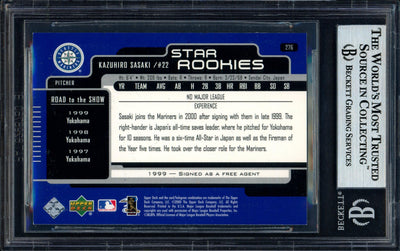 Kazuhiro Sasaki Autographed 2000 Upper Deck Rookie Card #276 Seattle Mariners Beckett BAS Stock #120872