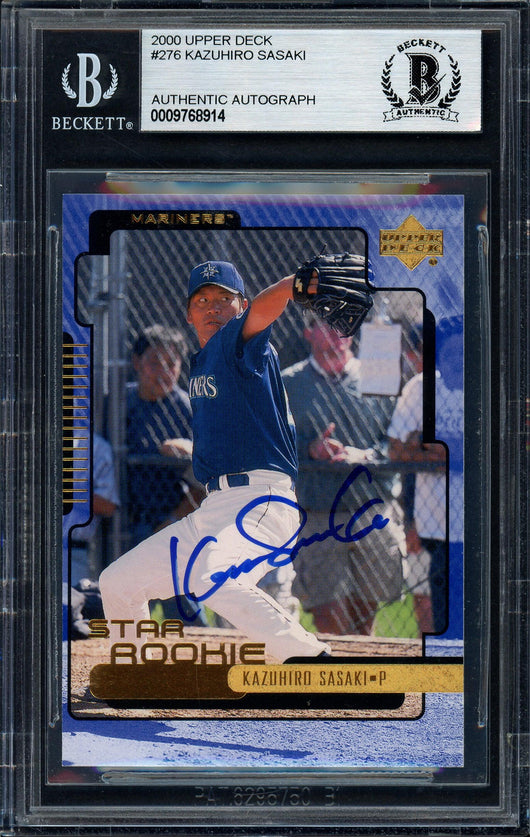 Kazuhiro Sasaki Autographed 2000 Upper Deck Rookie Card #276 Seattle Mariners Beckett BAS Stock #120872