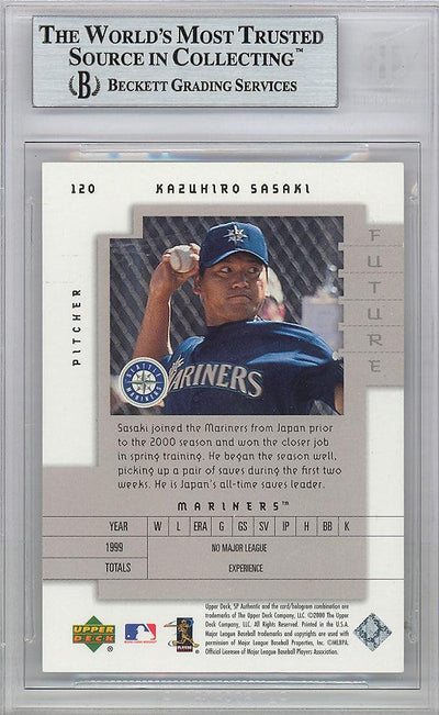 Kazuhiro Sasaki Autographed 2000 SP Authentic Rookie Card #120 Seattle Mariners Beckett BAS Stock #120874