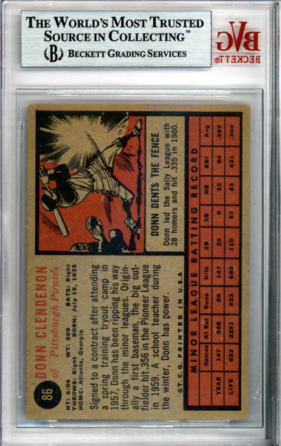 Donn Clendenon Autographed 1962 Topps Rookie Card #86 Pittsburgh Pirates Beckett BAS #9771031