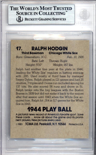 Ralph Hogdin Autographed 1983 1944 Play Ball Reprint Card #17 Chicago White Sox Beckett BAS #9888053