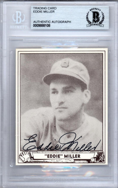 Eddie Miller Autographed 1986 1940 Play Ball Reprint Card #56 Boston Bees Beckett BAS #9888108