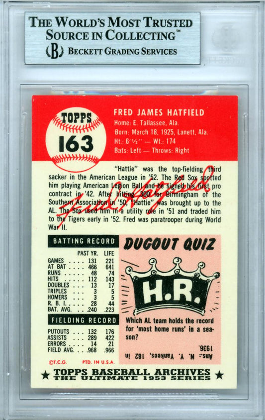 Fred Hatsfield Autographed 1953 Topps Archives Card #163 Detroit Tigers Beckett BAS #9888249