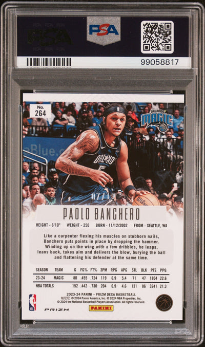 2023 Panini Prizm Deca Green Shimmer Fotl Paolo Banchero #264 /12 PSA 10