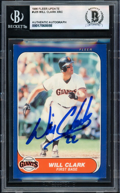 Will Clark Autographed 1986 Fleer Update Rookie Card #U-25 San Francisco Giants Beckett BAS #17068698