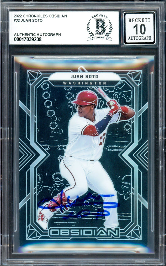 Juan Soto Autographed 2022 Panini Obsidian Card #32 New York Yankees Auto Grade Gem Mint 10 Beckett BAS #17039238