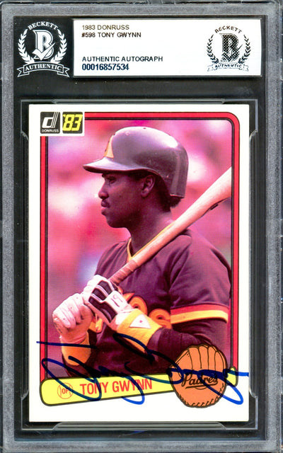 Tony Gwynn Autographed 1983 Donruss Card #598 San Diego Padres Beckett BAS #16857534