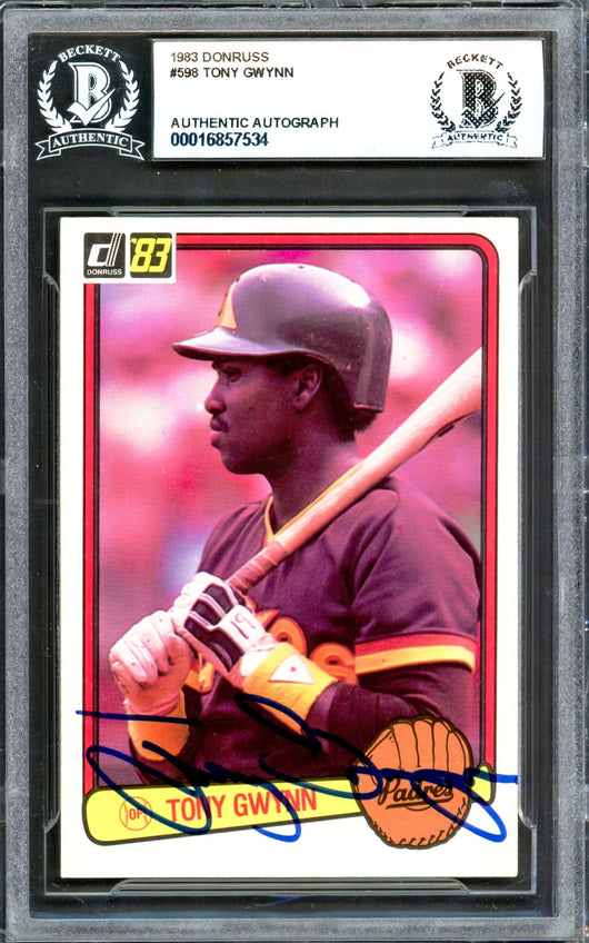 Tony Gwynn Autographed 1983 Donruss Card #598 San Diego Padres Beckett BAS #16857534