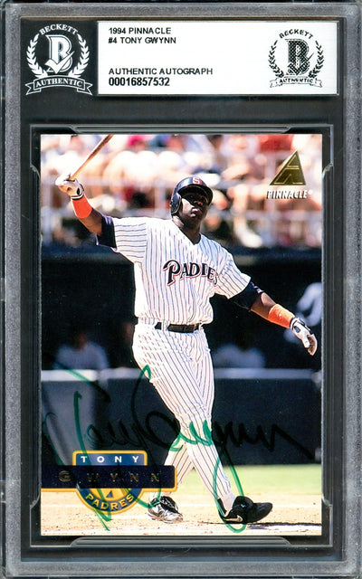 Tony Gwynn Autographed 1994 Pinnacle Card #4 San Diego Padres Beckett BAS #16857532