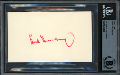 Hank Greenberg Autographed 3x5 Index Card Detroit Tigers Beckett BAS #17070428