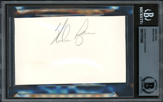 Nolan Ryan Autographed 3x5 Index Card New York Mets, Texas Rangers Vintage Signature Beckett BAS #17070466