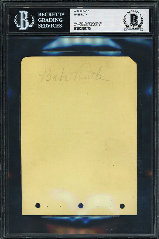 Babe Ruth Autographed 4x6 Album Page New York Yankees Beckett BAS #13201765