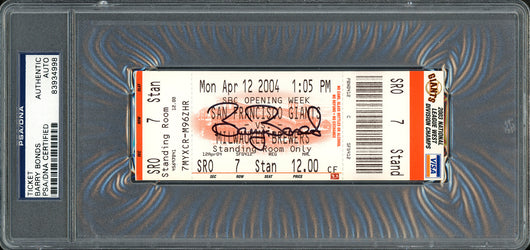 Barry Bonds Autographed April 12th, 2004 660 Home Run Ticket San Francisco Giants Ties Mays Record BB Holo & PSA/DNA #83934998