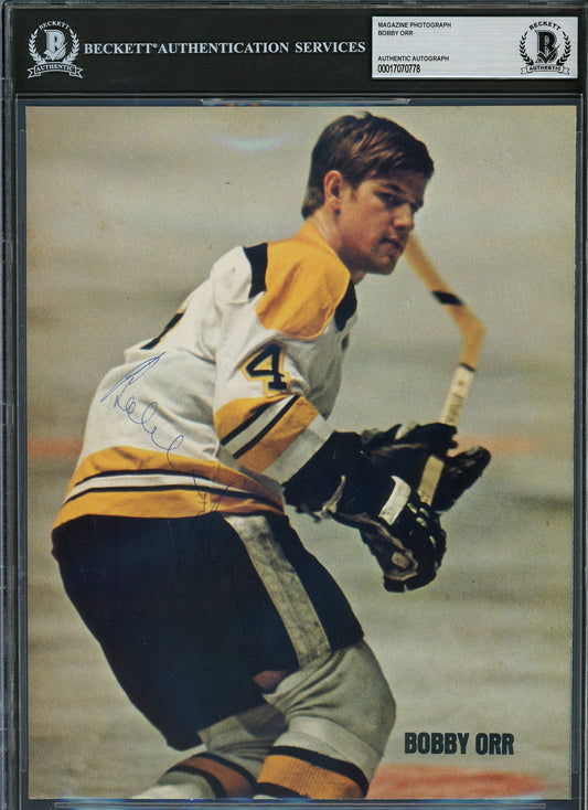 Bobby Orr Autographed 8x10 Magazine Page Photo Boston Bruins Vintage Signature Beckett BAS #17070778