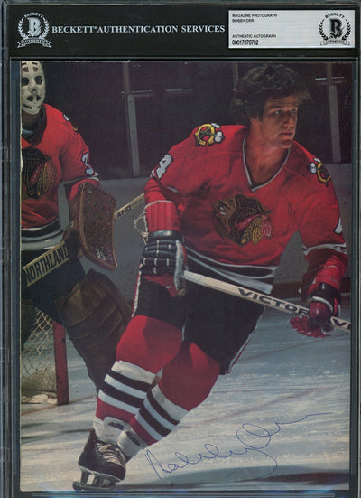 Bobby Orr Autographed 8x10 Magazine Page Photo Chicago Black Hawks Vintage Signature Beckett BAS #17070782